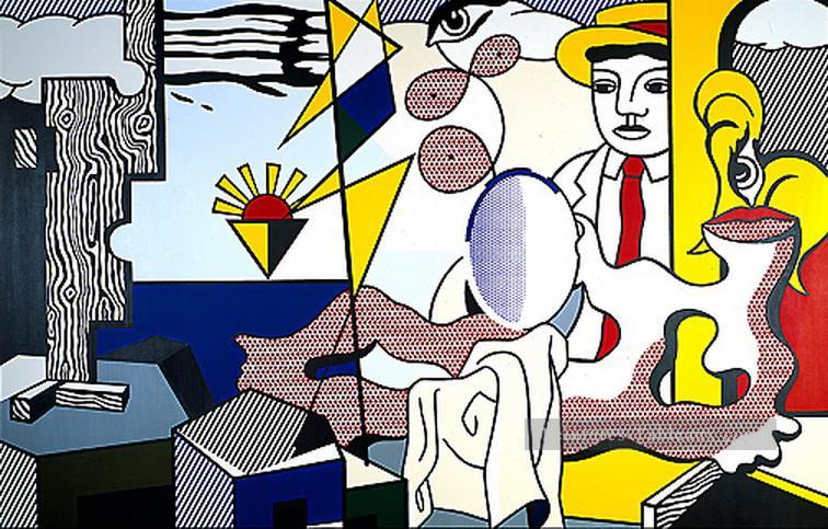 figures with sunset 1978 Roy Lichtenstein Oil Paintings